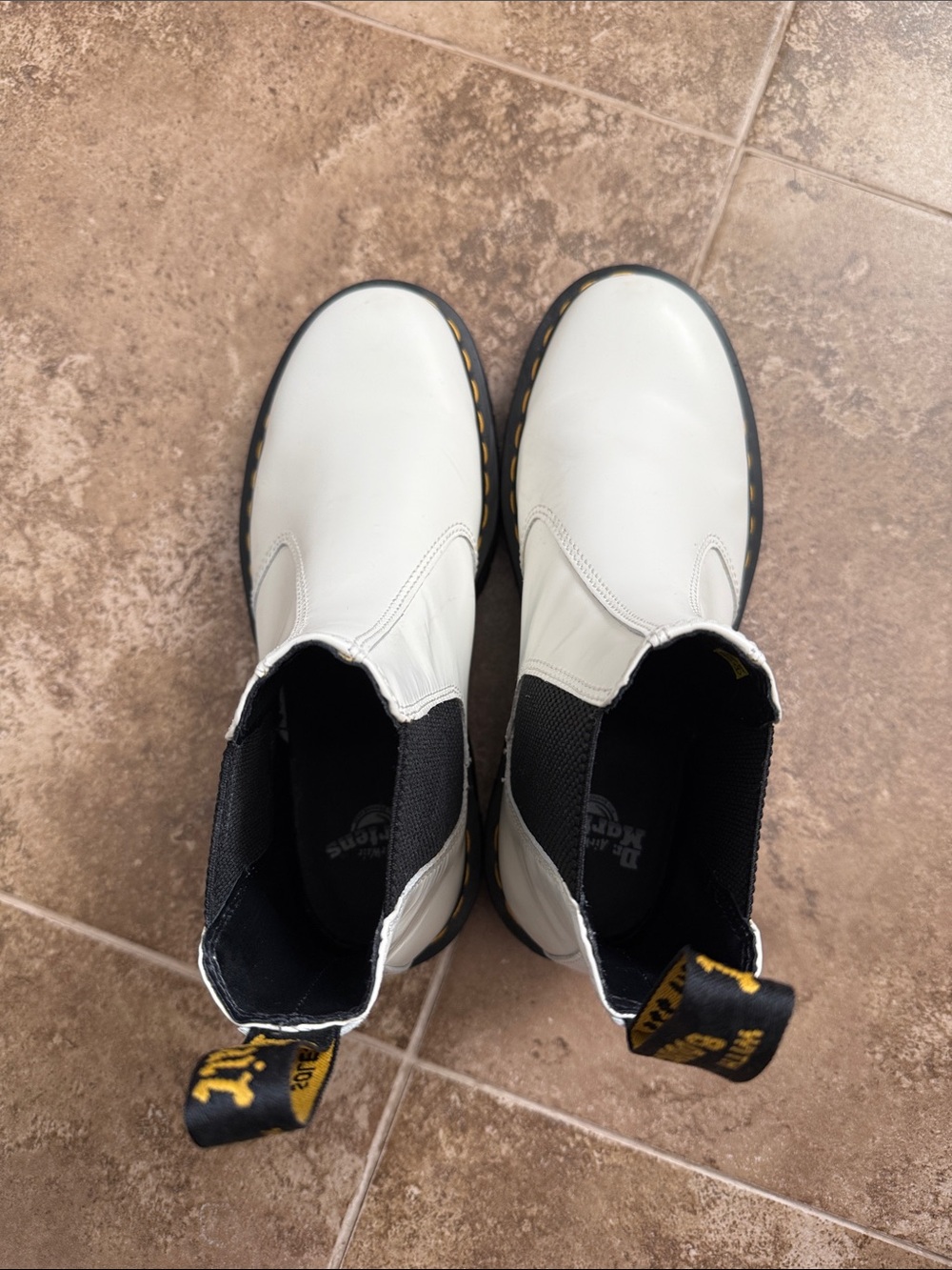White Slip-On Doc Marten Chelsea Boots - Classic Workwear Style